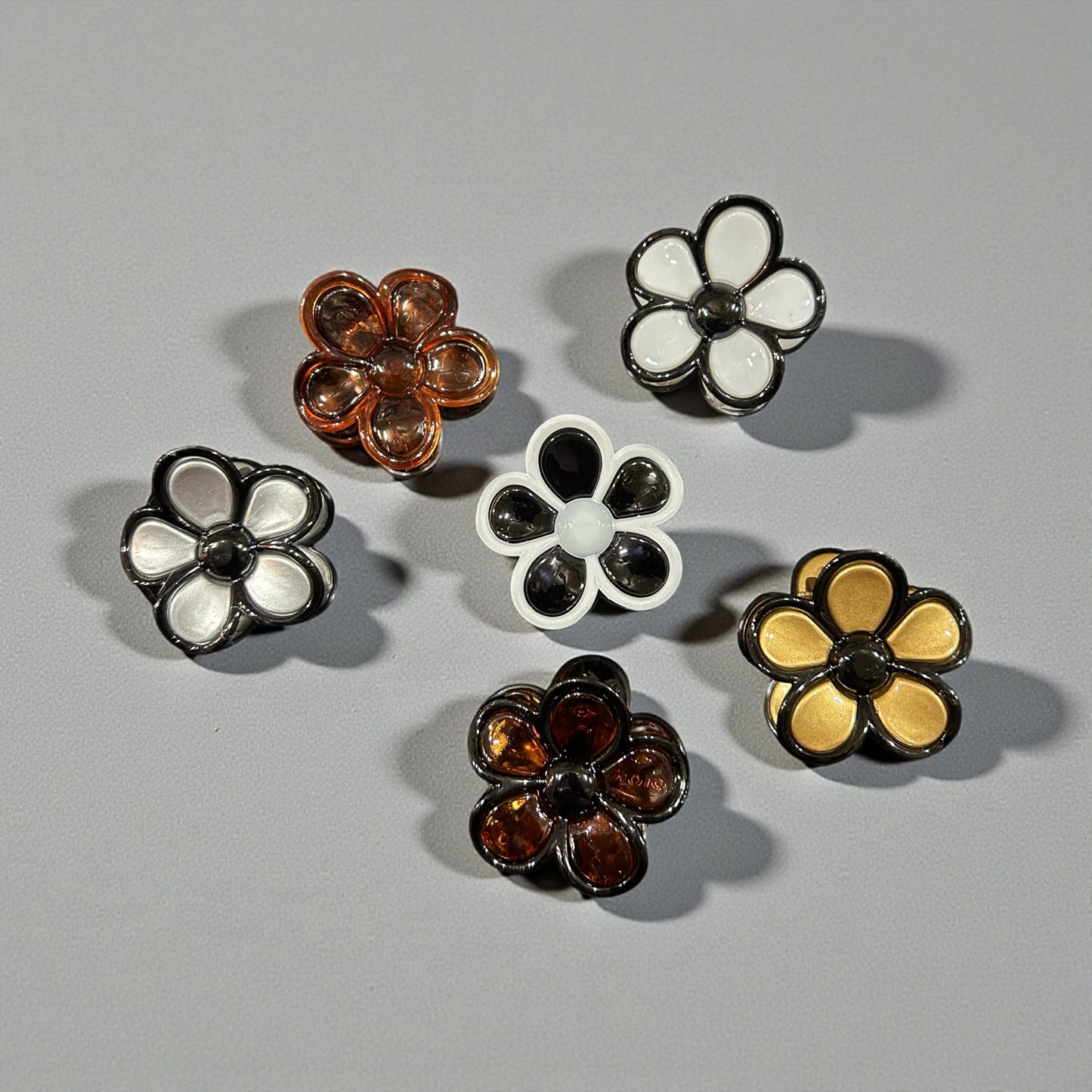 Classic Glossy Flower Hair Claw Clips | Elegant Strong Grip Hair Accessories ( pack of 12)