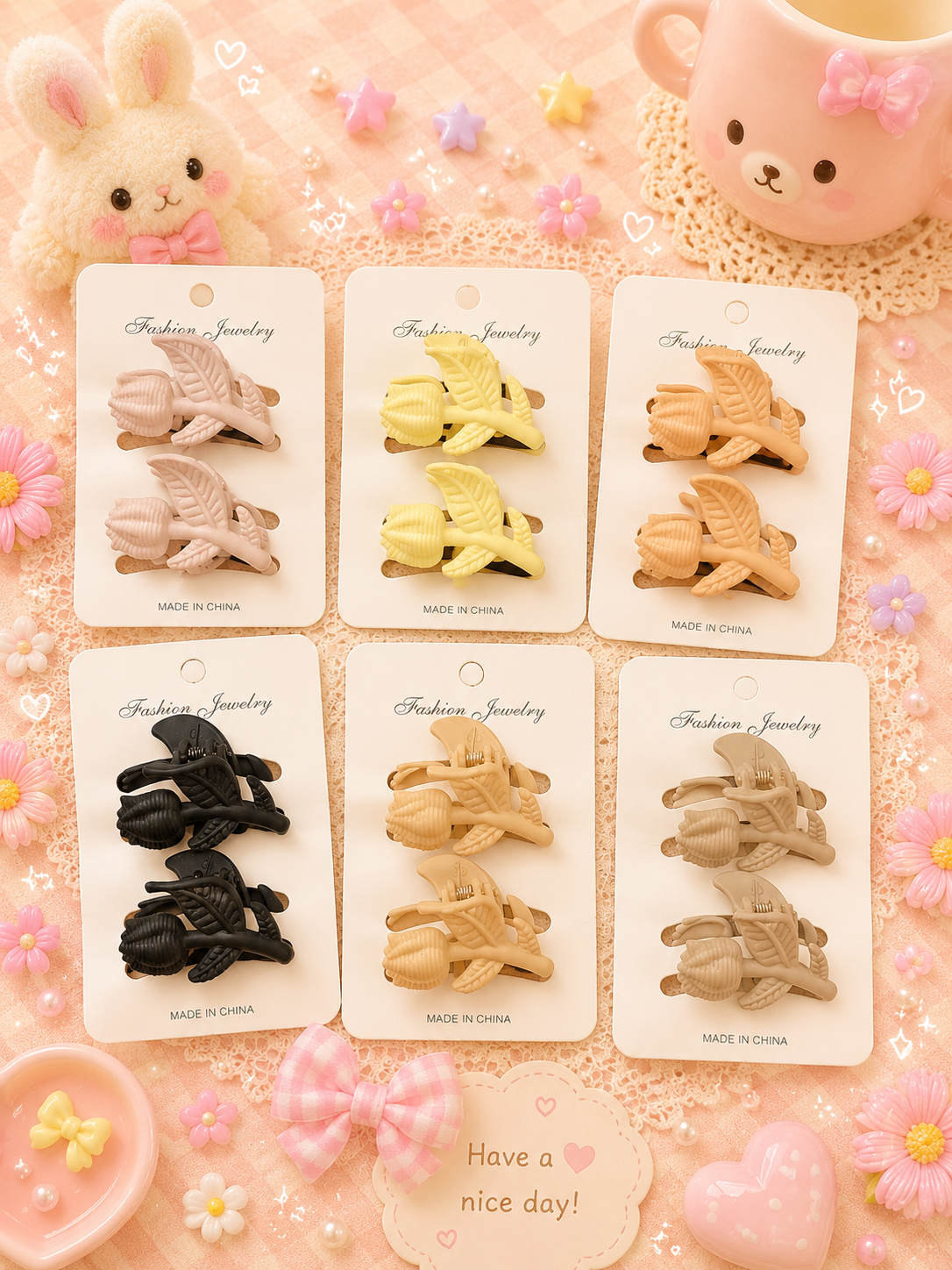 Korean 2 piece combo hair claw clip ( pack of 12 sets)