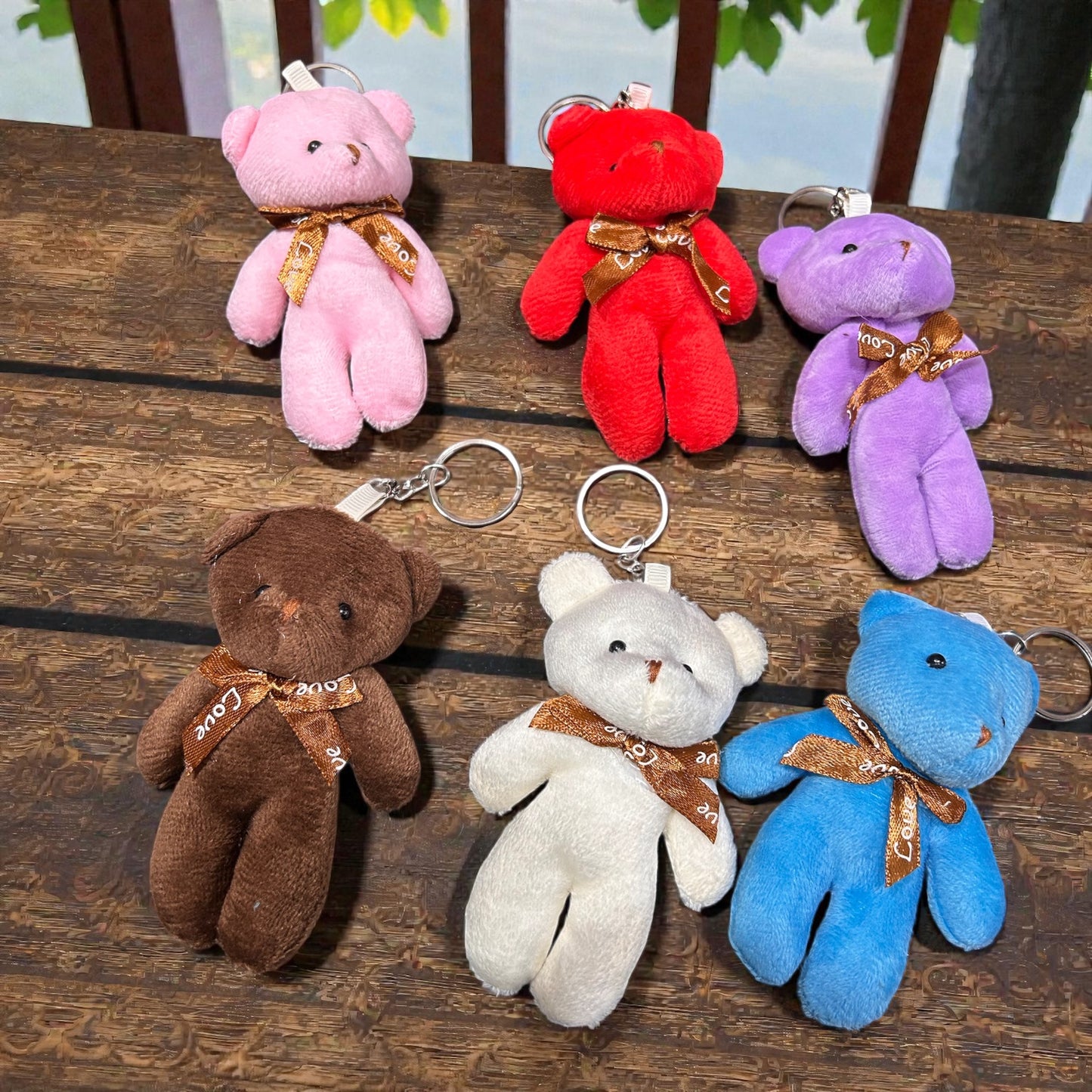 Mini Teddy Bear Keychain | Soft Plush Teddy Keyring with Ribbon | Cute Bag & Car Charm
( pack of 12)