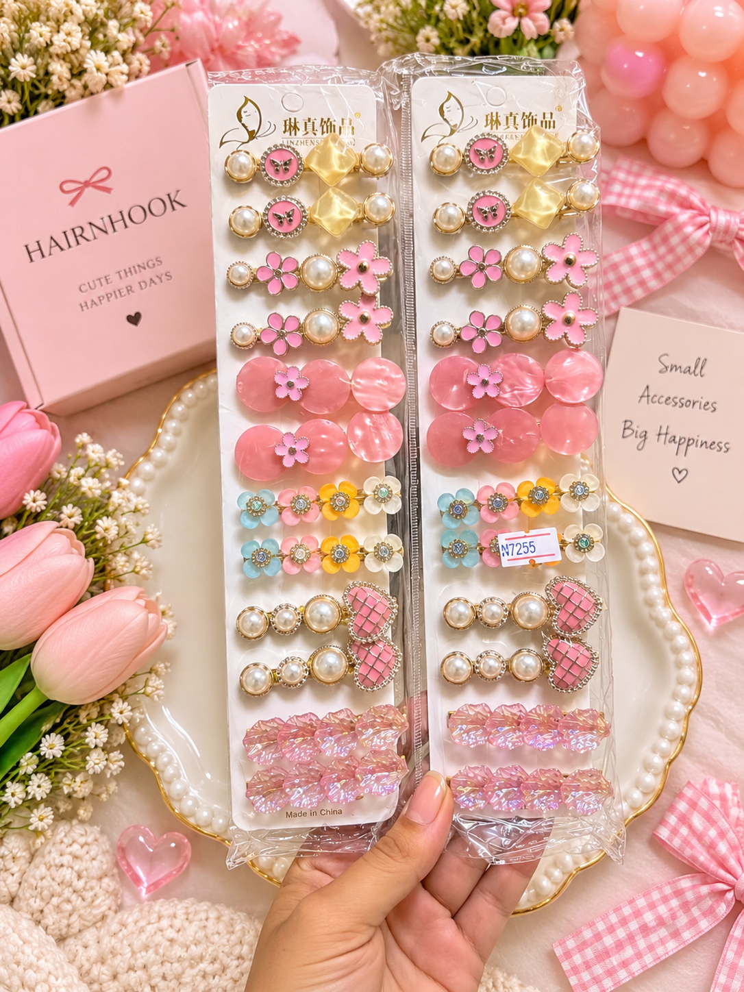 Korean hair accessories pin for girls (pack of 12)