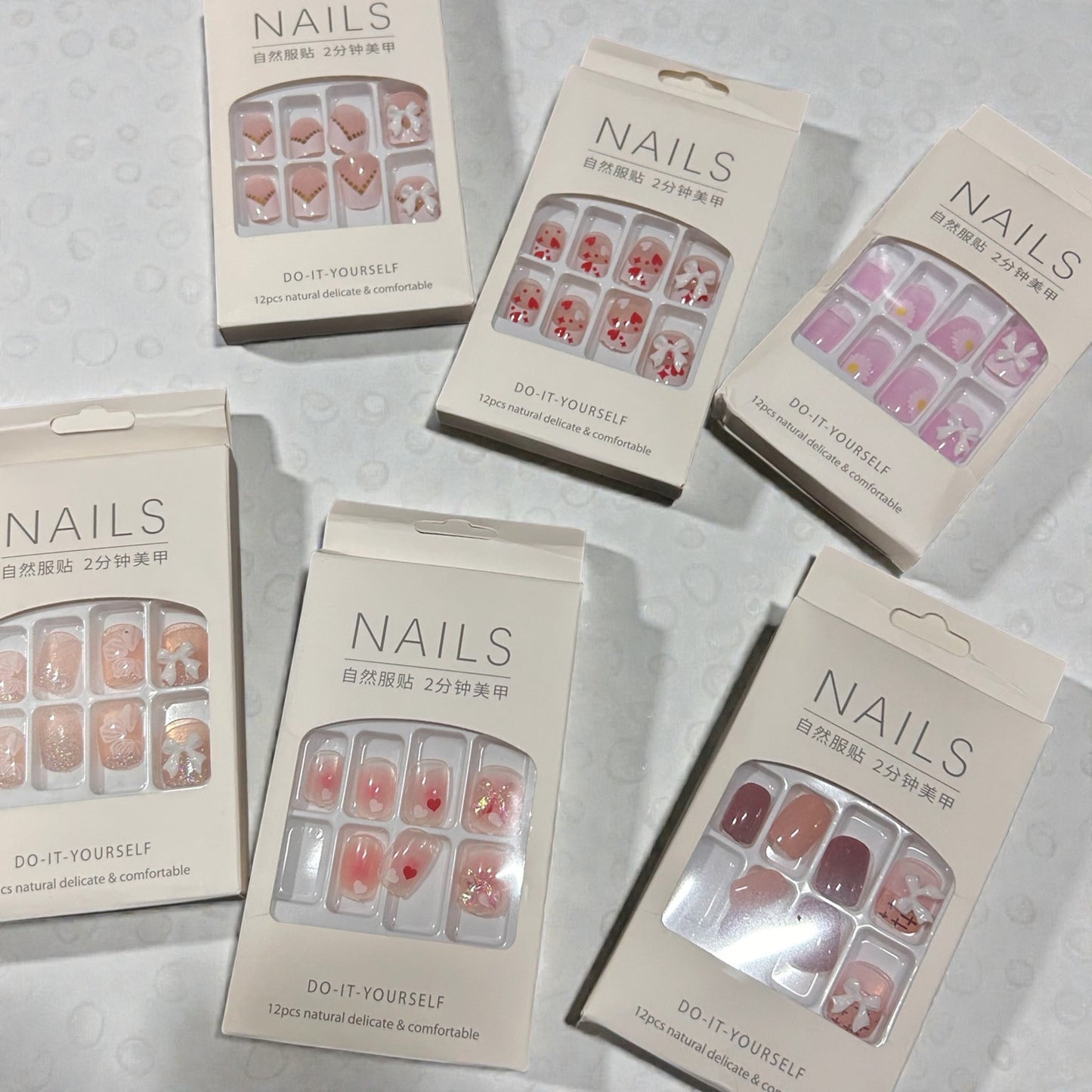 DIY Press-On Nails Set | Minimal Korean Style Artificial Nails | 12 PCS Natural Wearable Manicure( pack of 12)