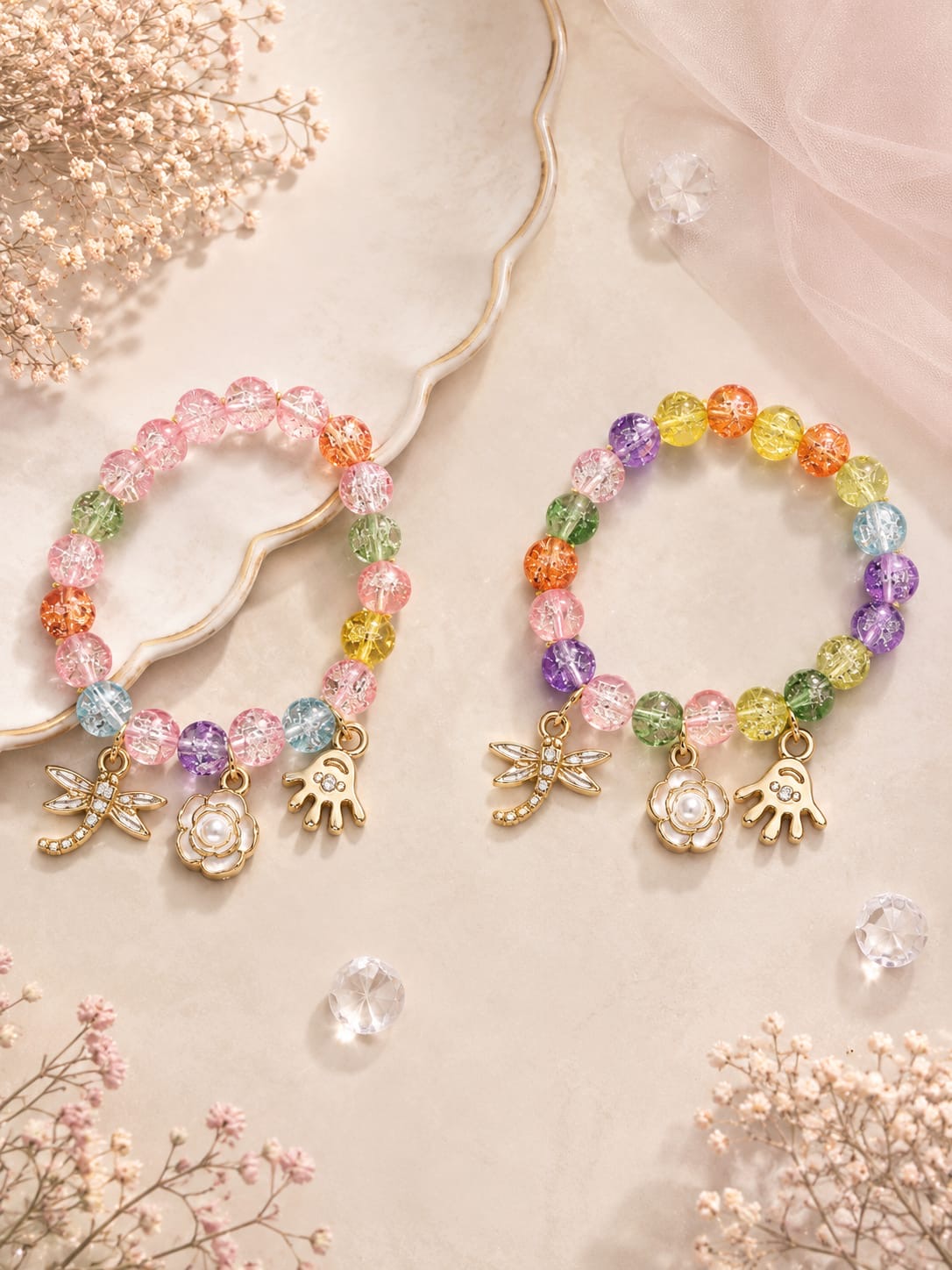 Perl cute bracelet for girls and woman ( pack of 12) silver