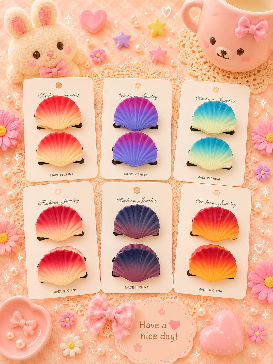 Korean 2 piece combo hair claw clip ( pack of 12 sets)