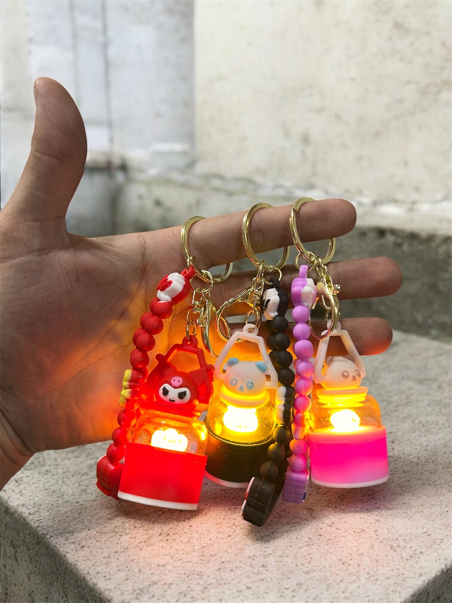 Cute LED Lantern Cartoon Keychain β Light-Up Mini Lamp Bag Charm( pack of 12)