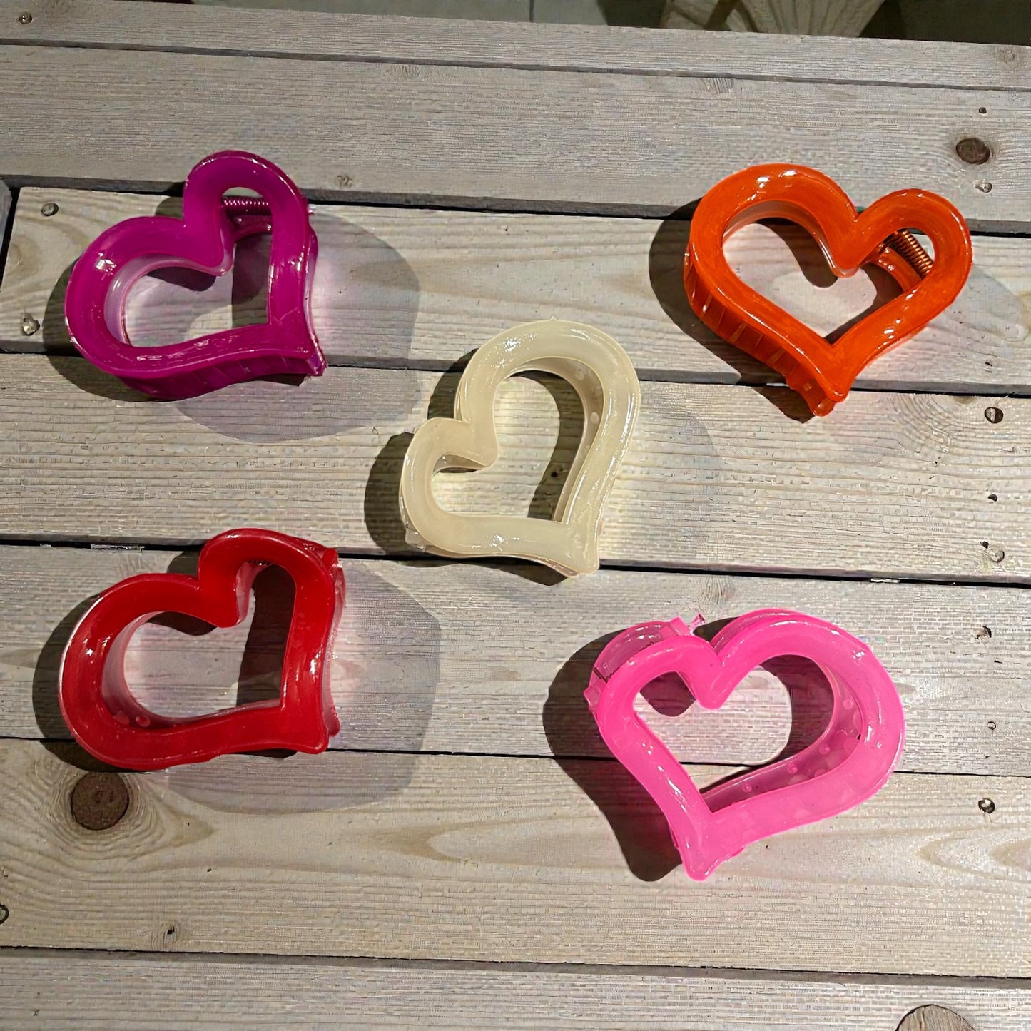 Heart-Shape Hair Claw Clip | Glossy Colorful Heart Hair Clip for Women & Girls( pack of 12)