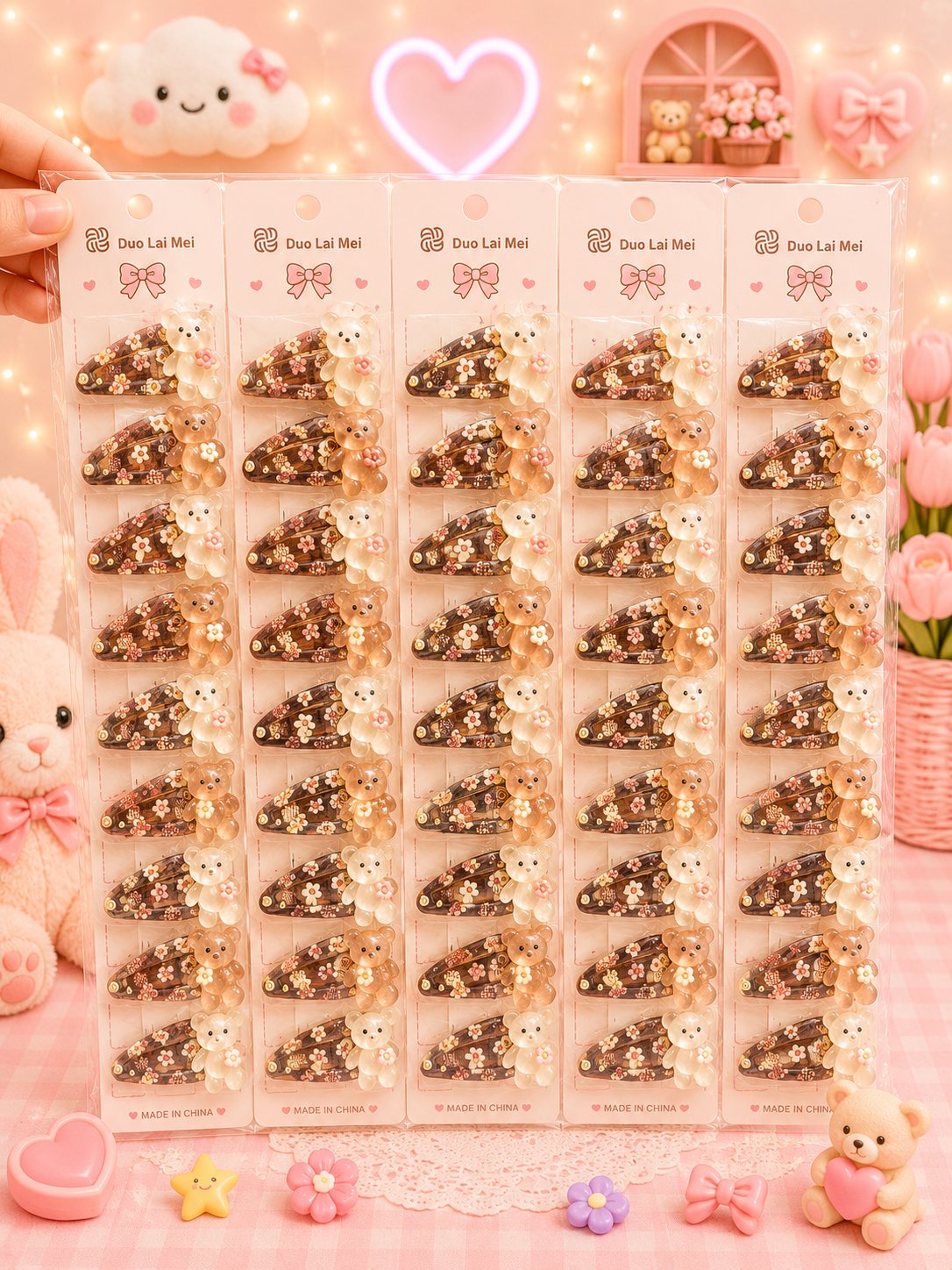 Cute kawaii hair Tik Tak for kids(pack of 1 strip 10 pair)