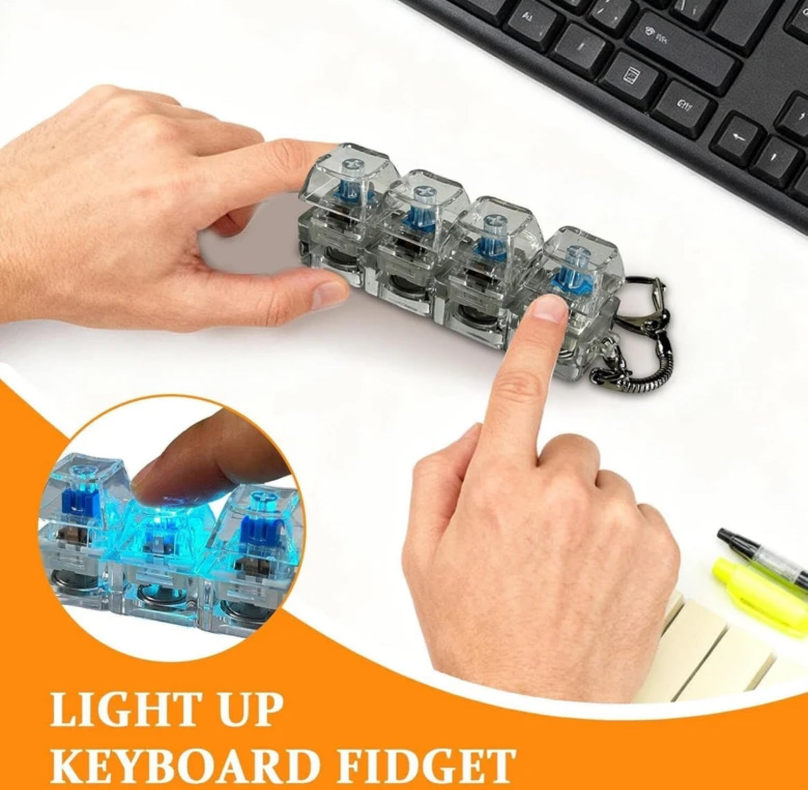 Mechanical Keyboard Switch Keychain Clicky Fidget Toy – Mini Transparent Switch Stress Relief Keyring( pack of 12)available now