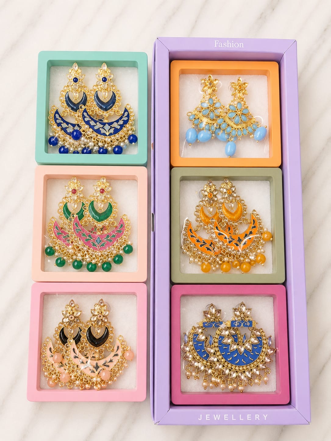 Indian style earrings for woman (pack of 6)