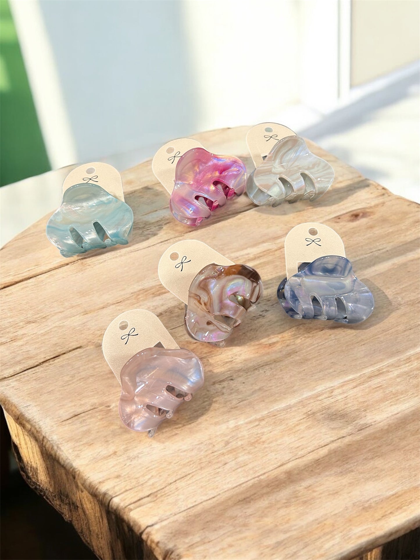 Korean Style Marble Mini Hair Claw Clips – Glossy Acrylic Hair Clutcher for Girls & Women( pack of 12)
