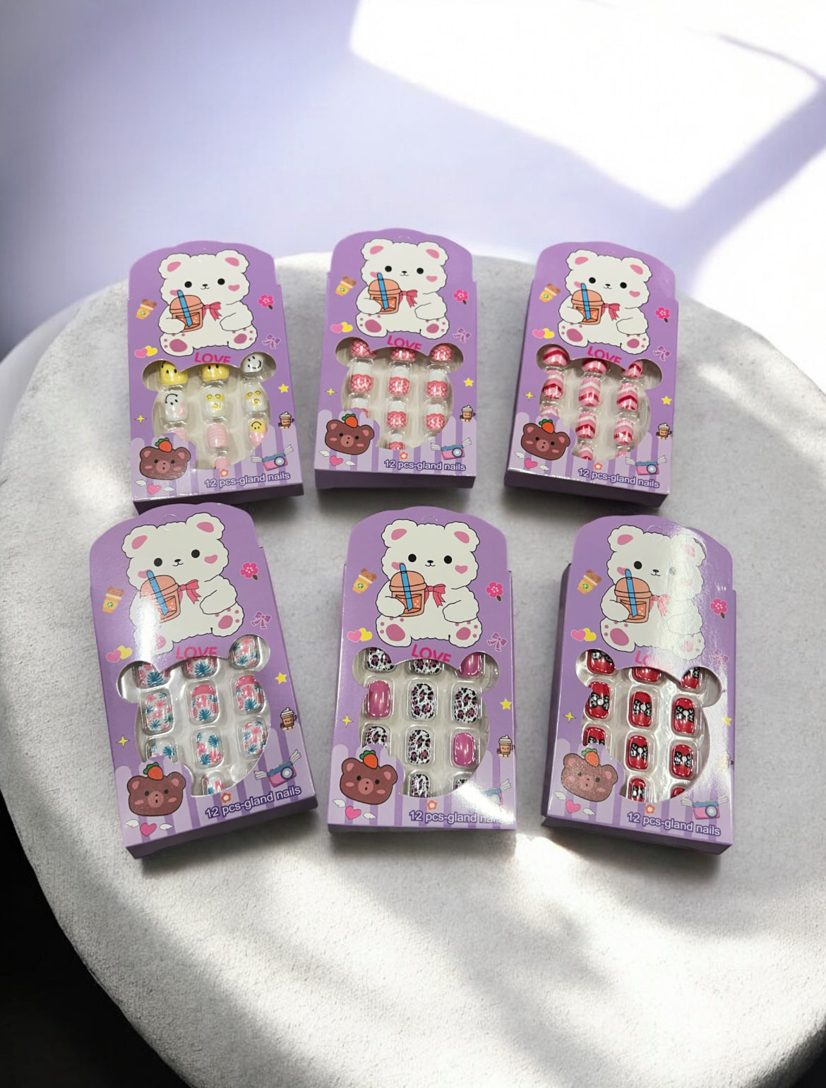 Cute Bear Cartoon Press-On Nails Set (pack of 12 sets)