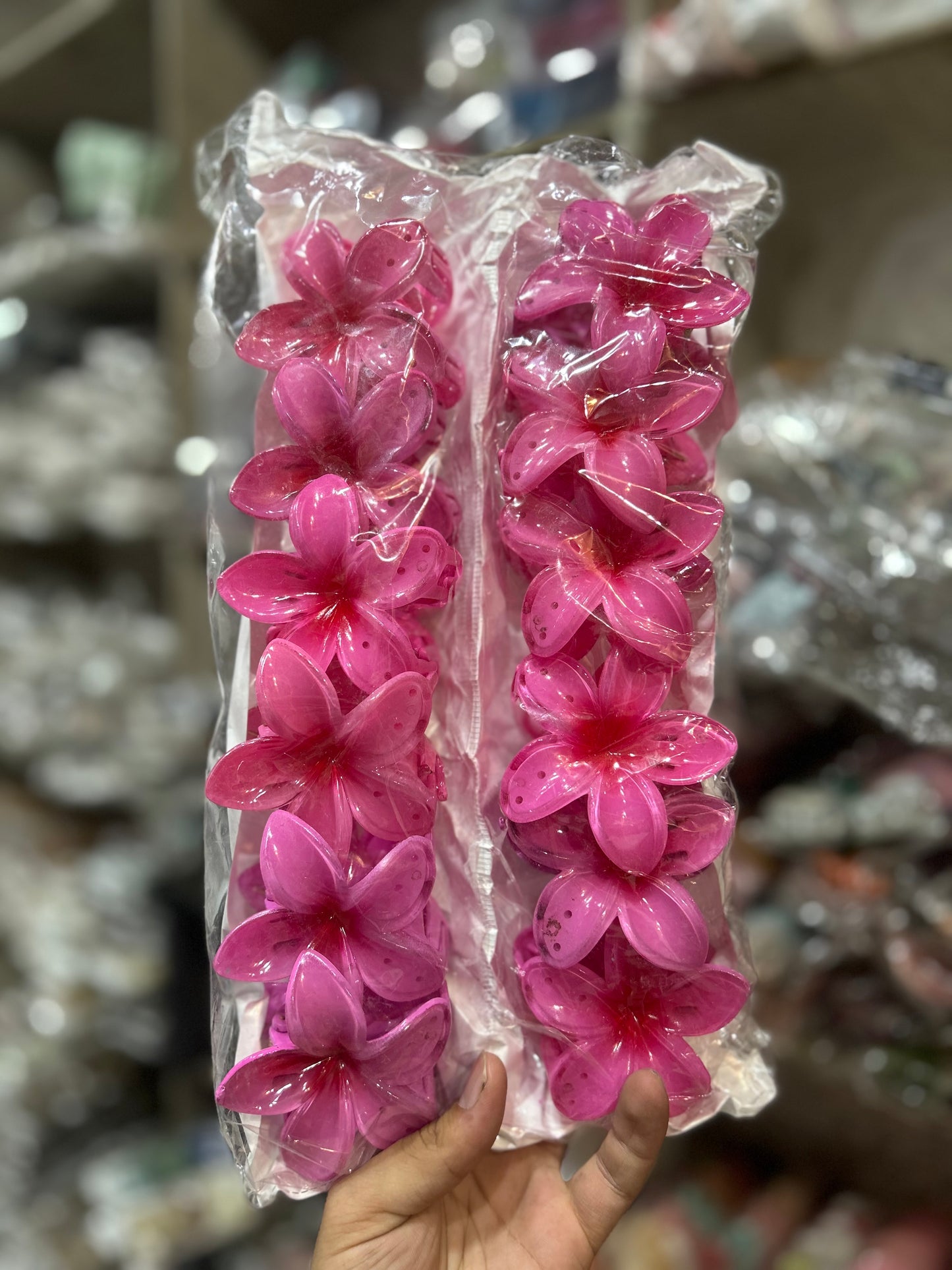 Pink Hawaiian Flower Hair Claw Clips Set for Women & Girls | Trendy Floral Hair Accessories(pack of 12)Indian quality