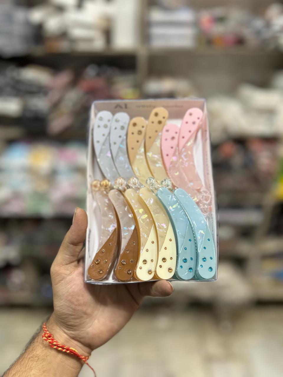Party wear korean banana clip (pack of 12)