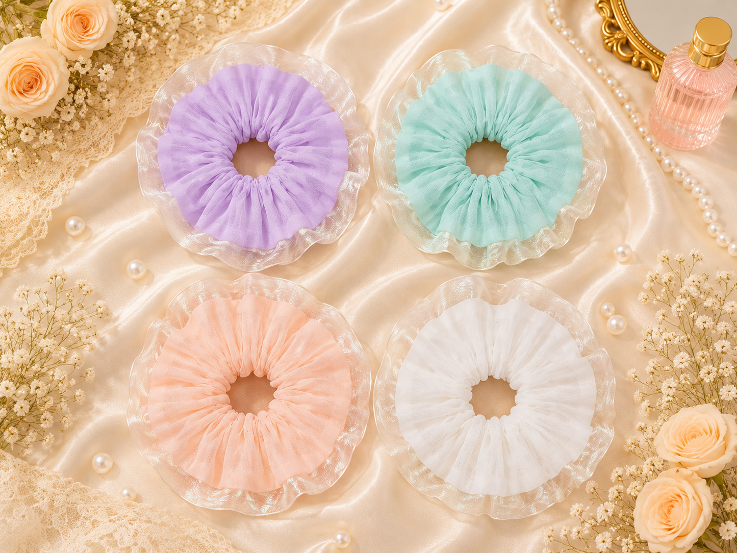 Cute kawaii korean scrunchies ( pack of 12)
