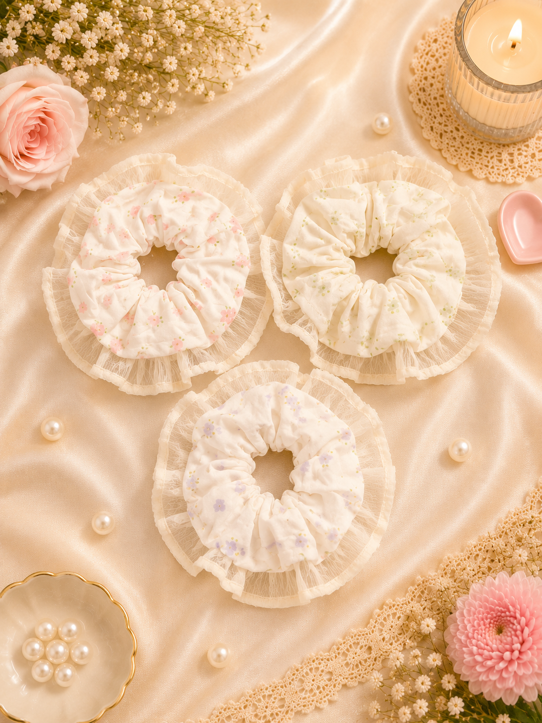 Korean premium scrunchies ( pack of 12)