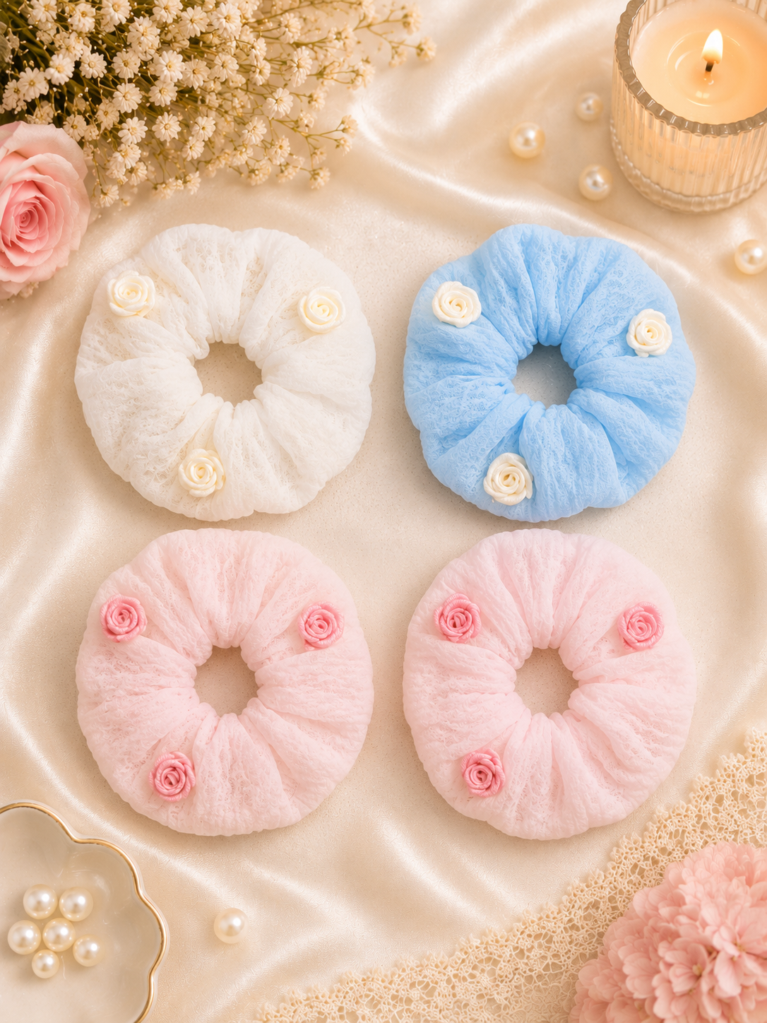 Korean premium scrunchies ( pack of 12)