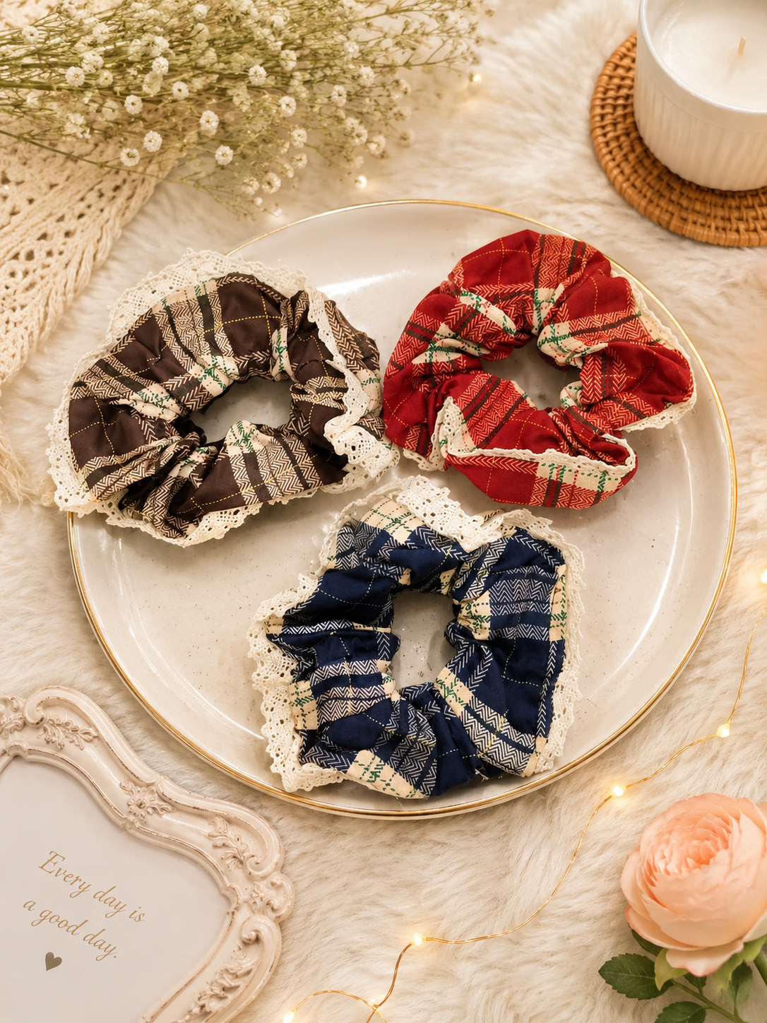 Korean premium scrunchies ( pack of 12)