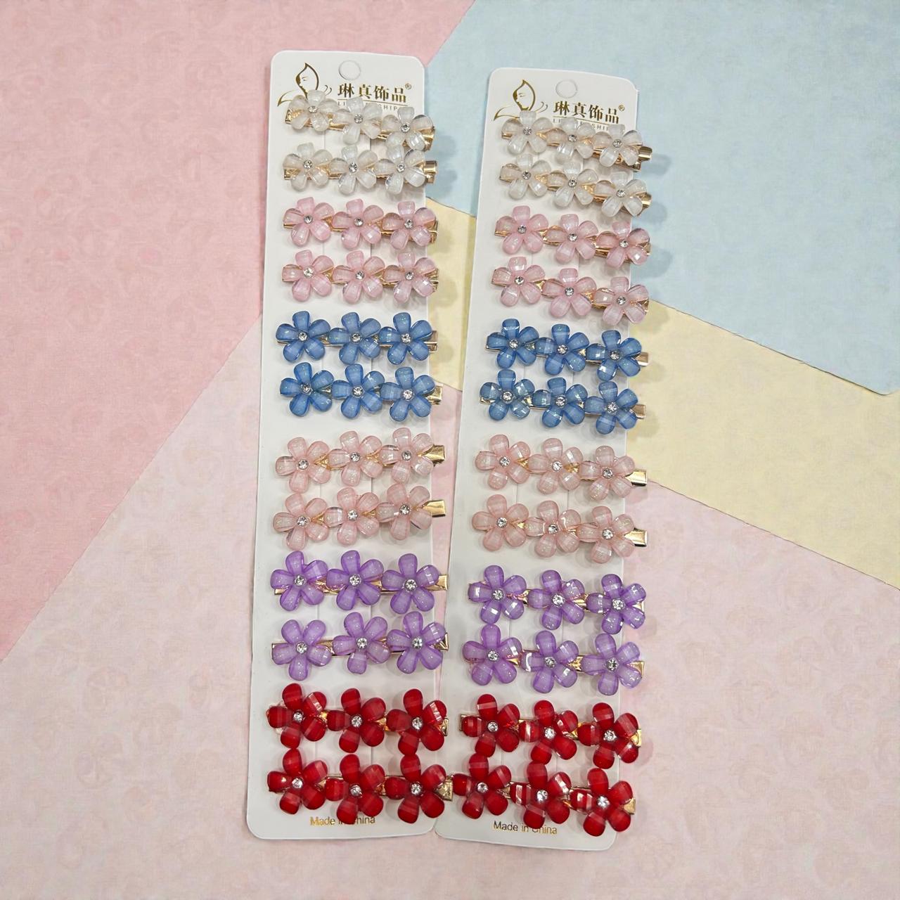 Flower clip multi( pack of 12 pair)