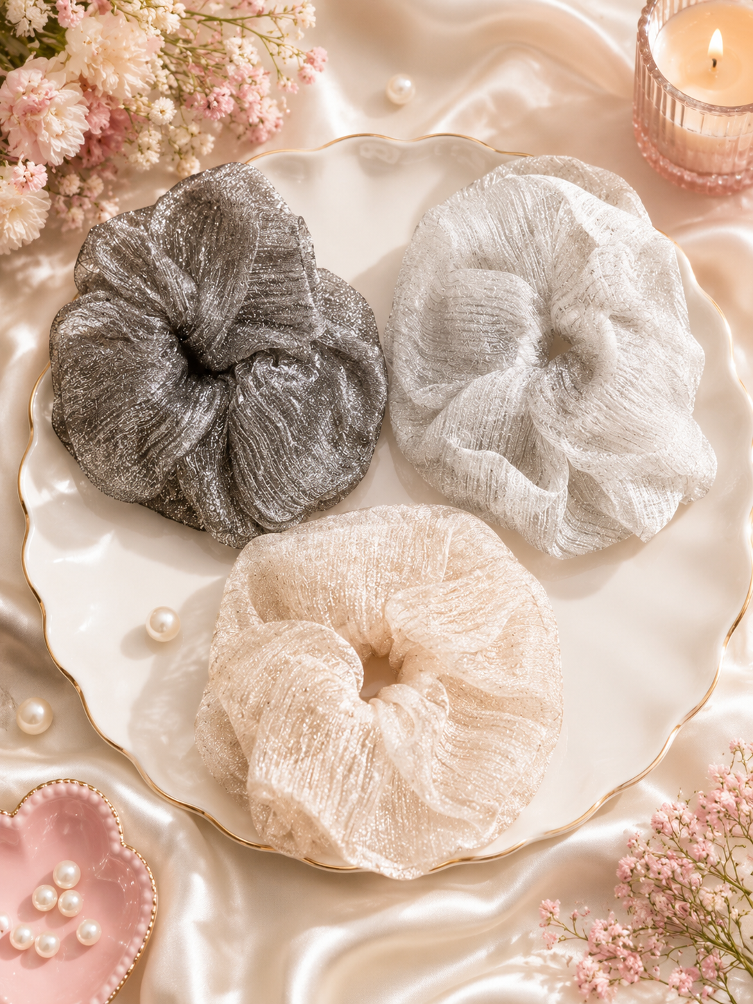 Korean premium scrunchies ( pack of 12)