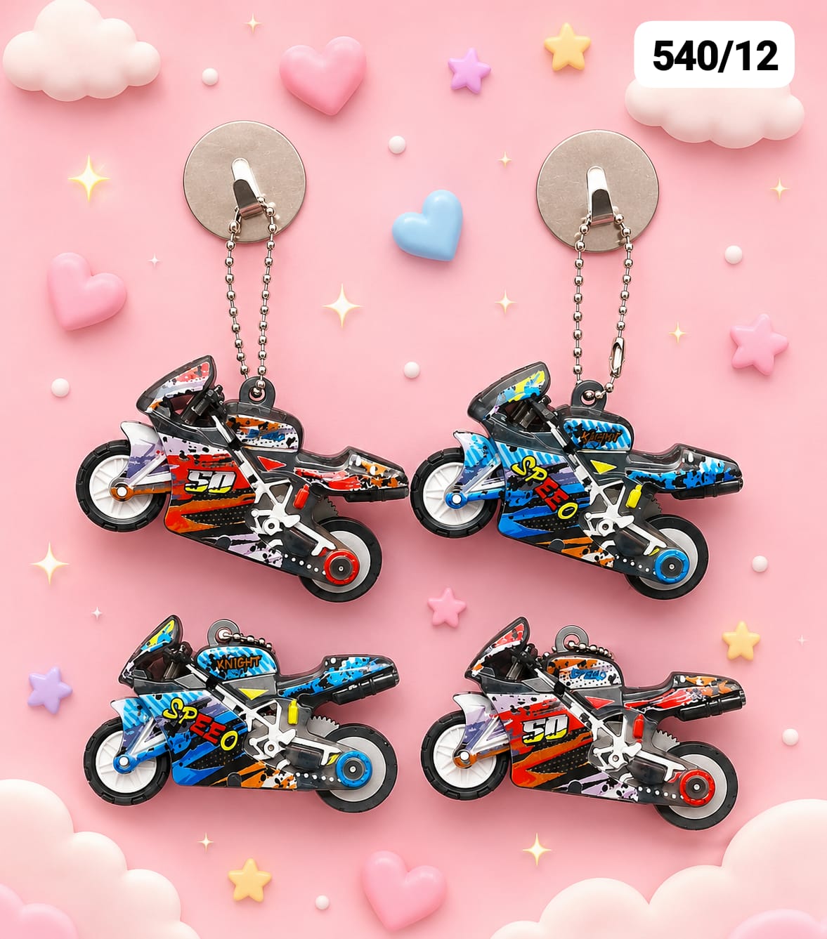 Bike racing keychain plus charm( pack of 10)