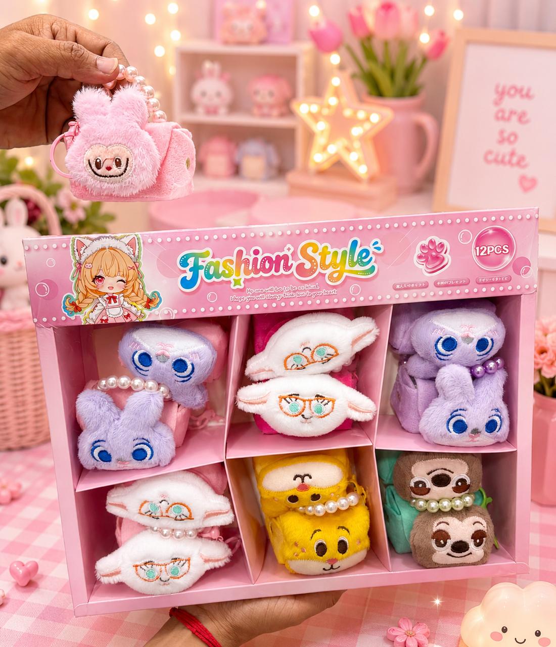 Plushies bag pouch keychain charms( pack of 12)