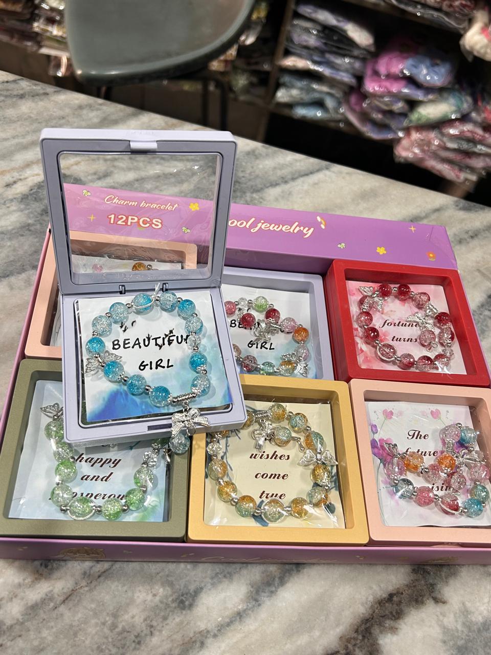 Luxury Marble Stone Bracelet with Charm | Gift Bracelet for Women ( pack of 12)