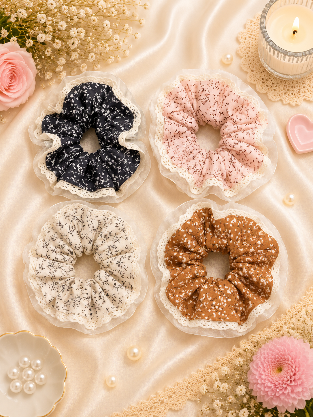 Korean premium scrunchies ( pack of 12)
