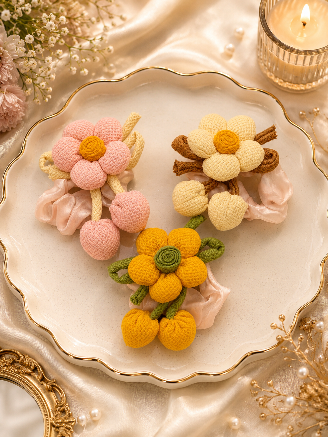 Korean premium scrunchies ( pack of 12)