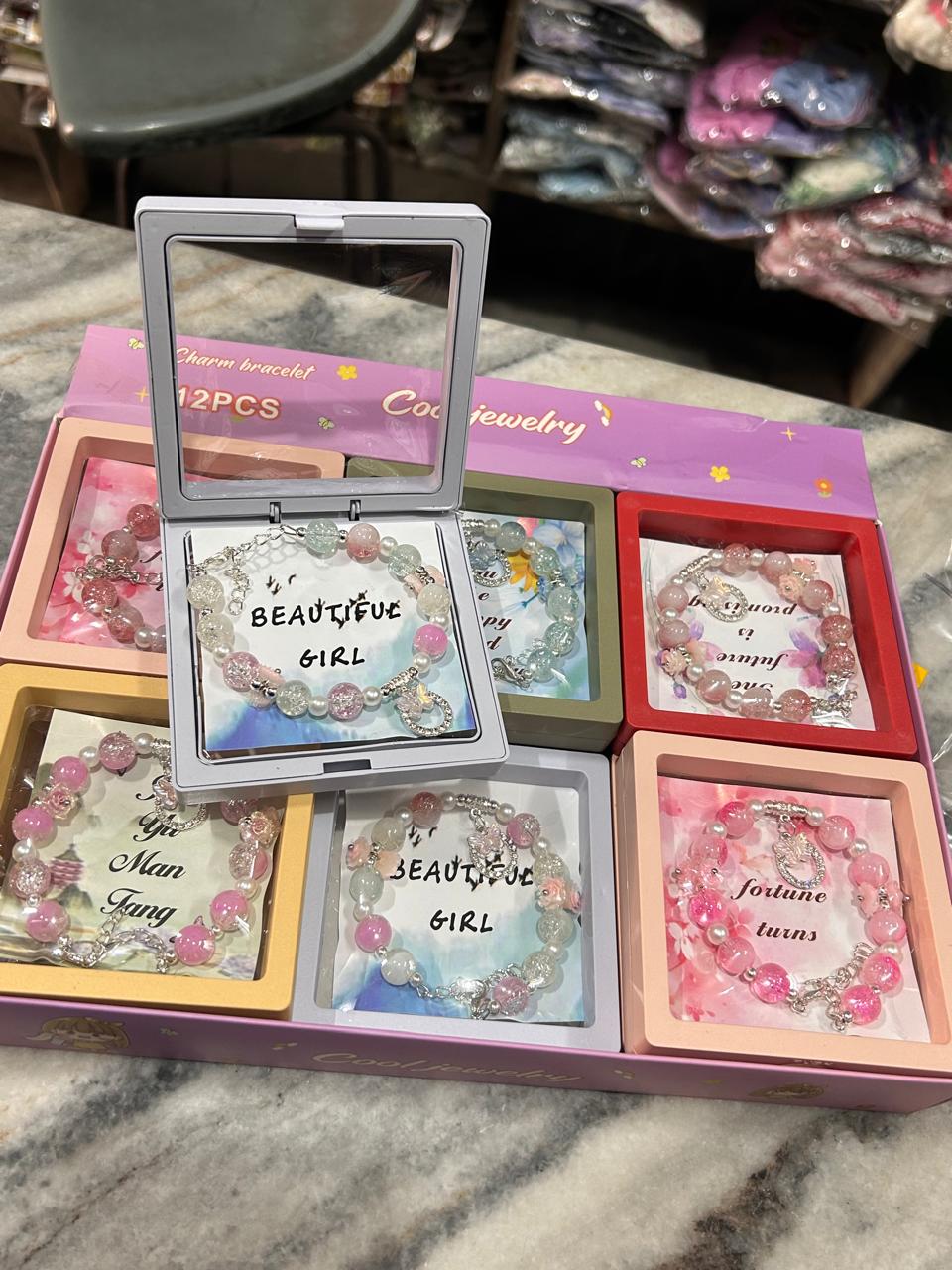 Luxury Marble Stone Bracelet with Charm | Gift Bracelet for Women ( pack of 12)