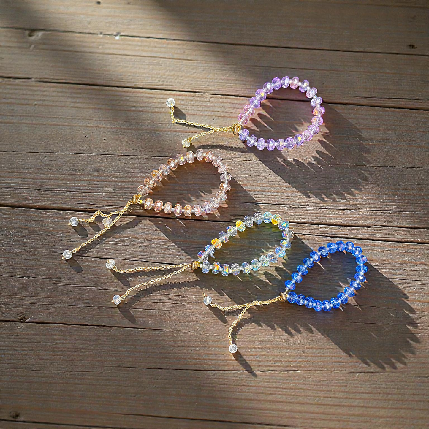 Elegant crystal beads adjustable bracelet (pack of 12)