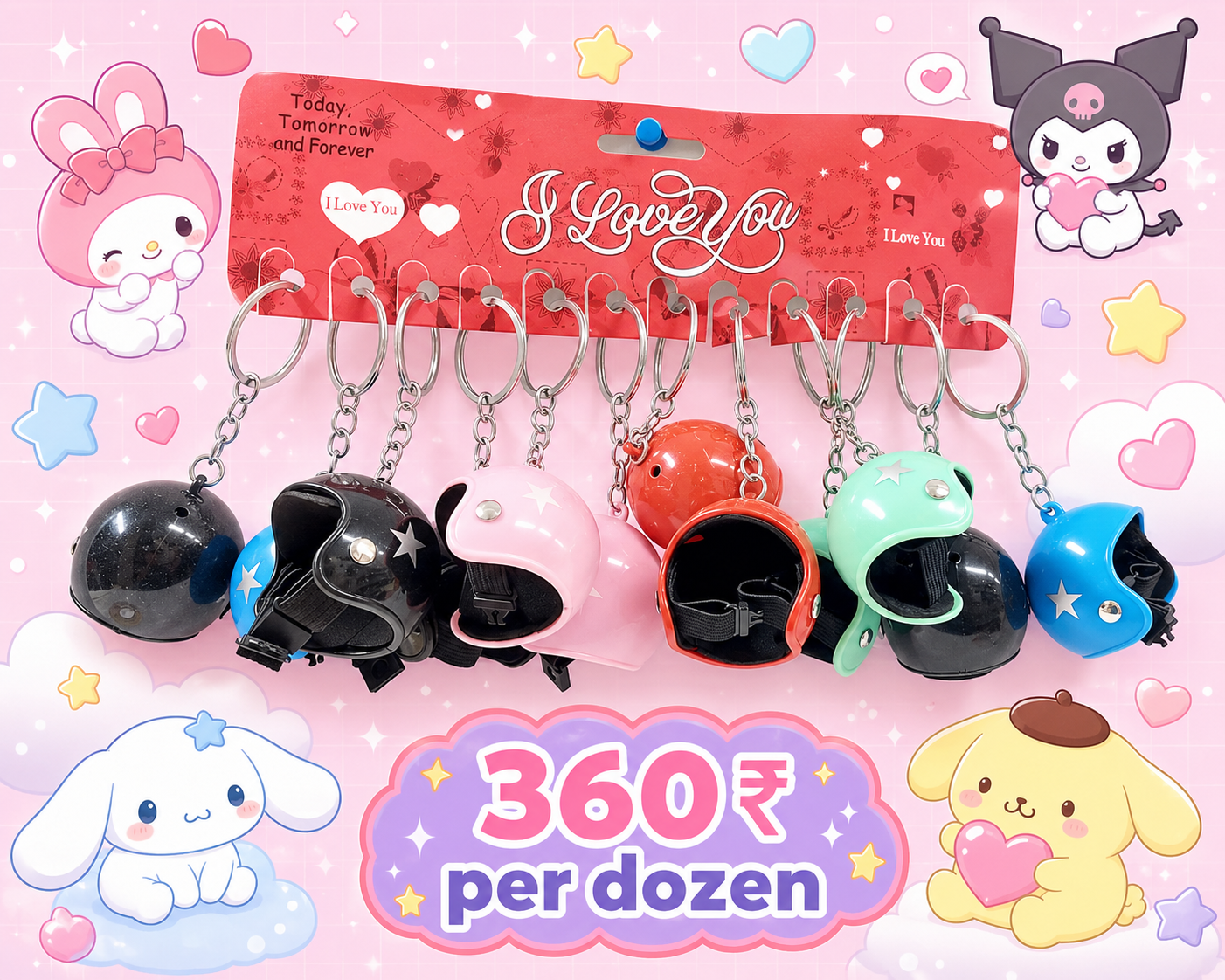 Cute mini Helmet keychain ( pack of 12)