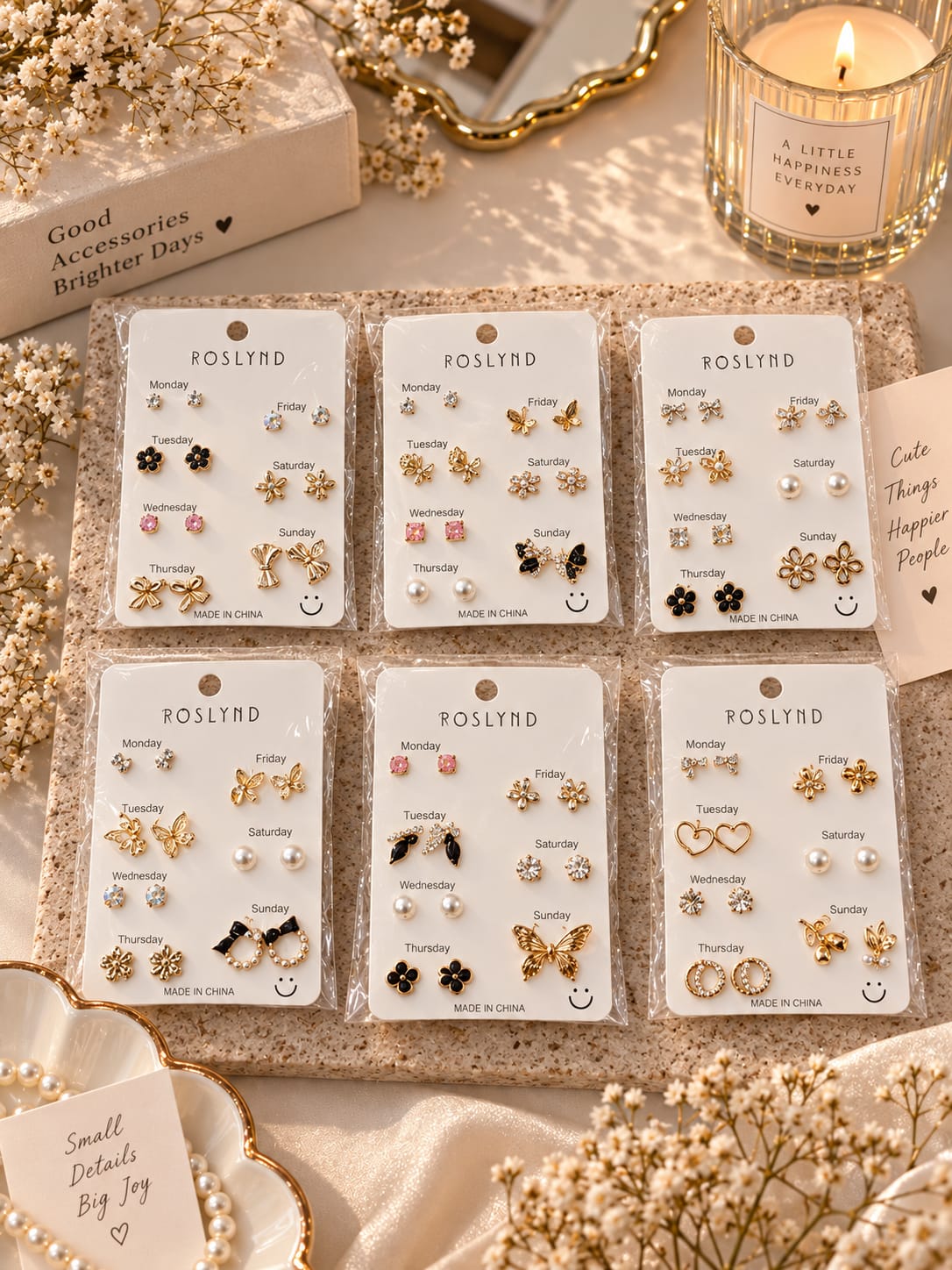 Korean studs combo ( pack of 12 cards)