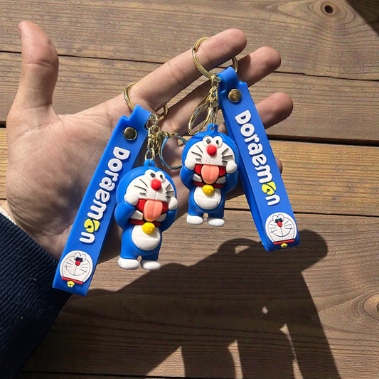 Cute Doraemon Cartoon Keychain with Strap | Soft PVC Anime Key Ring for Bags, Keys & Gifts( pack of 12)