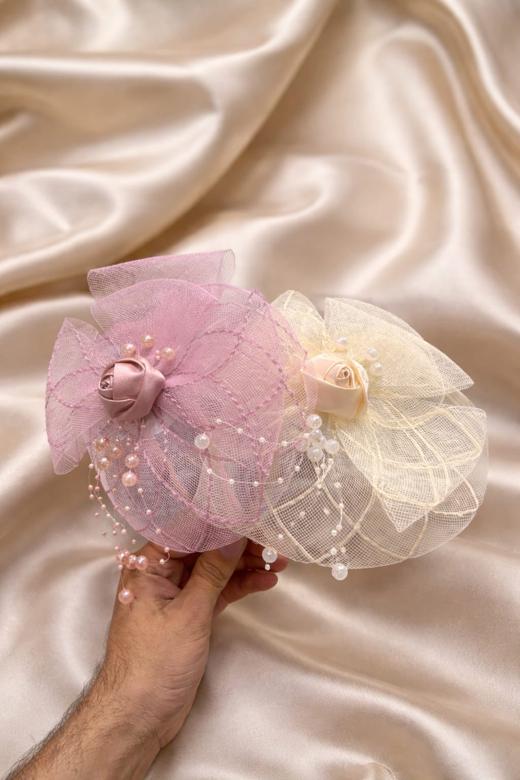 Luxury Net Flower Hair Bun Clips +hairband 2 in 1– Elegant Bridal & Party Hair Accessories for Women and girls (pack of 12)