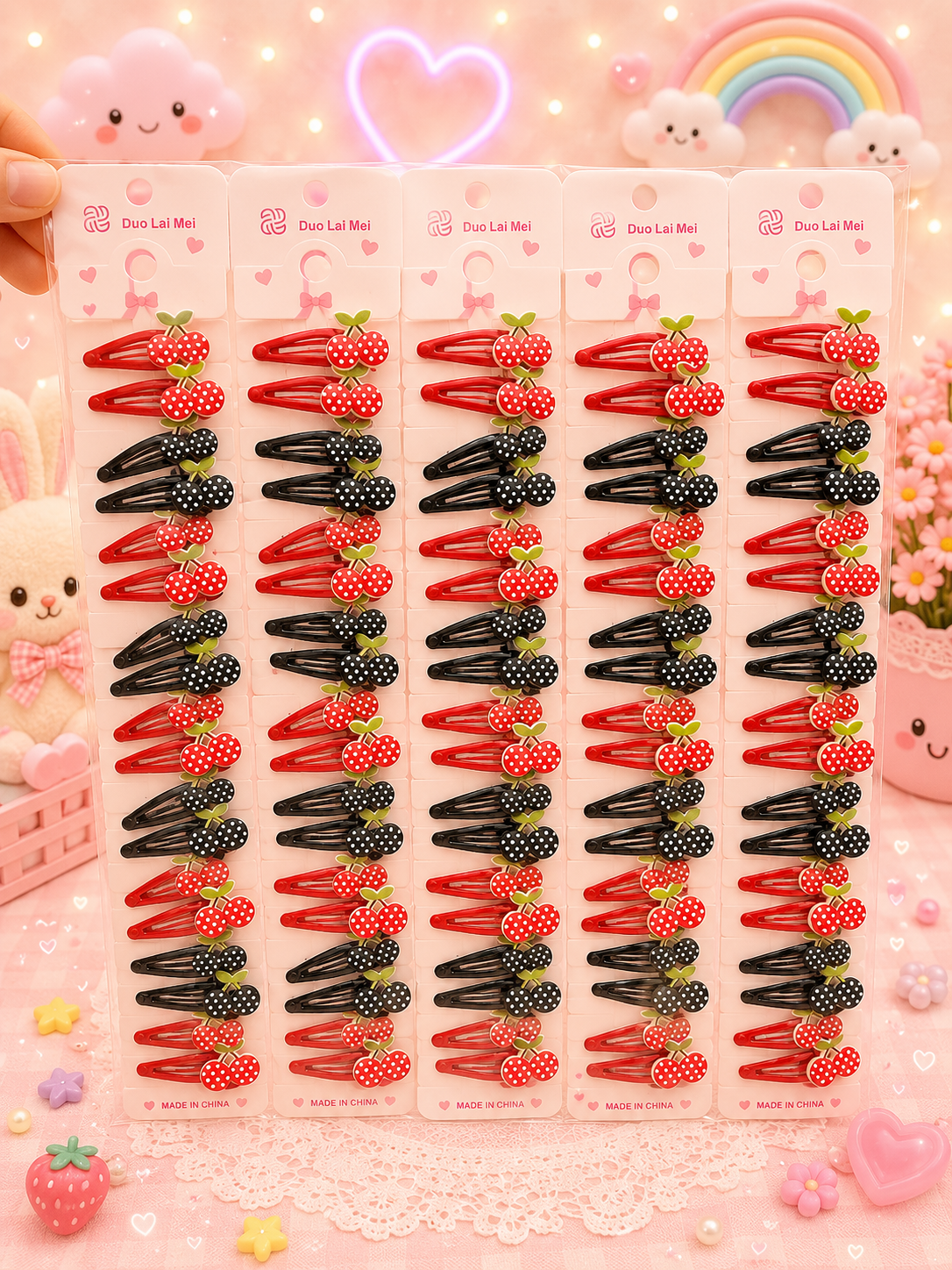 Cute kawaii hair tik Tak clip of kids(pack of 1 strip 10 pair)