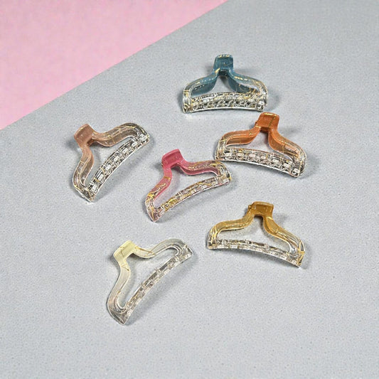 Transparent Mini Claw Hair Clips Set – Pastel Colors( pack of 12)