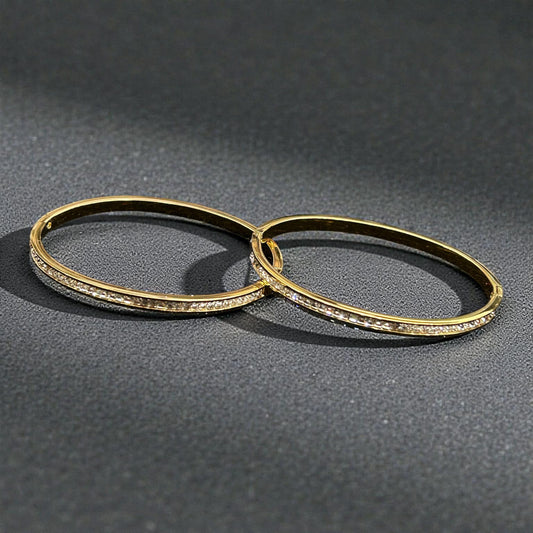 Gold-Tone Slim Crystal-Studded Openable anti tarnish