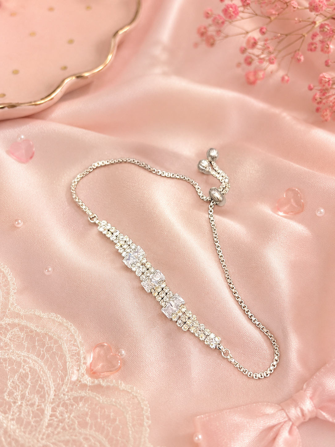Celeste Spark Adjustable Crystal Bracelet( pack of 3) with floating box