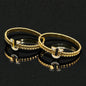 Anti-Tarnish Gold-Tone Designer Lock Kada Bangles with Crystal Detailing ( pack of 3)