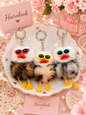 Cute Fluffy Bird Sunglasses Keychain | Kawaii Pom Pom Bag Charm | Soft Plush Key Ring(pack of 12)