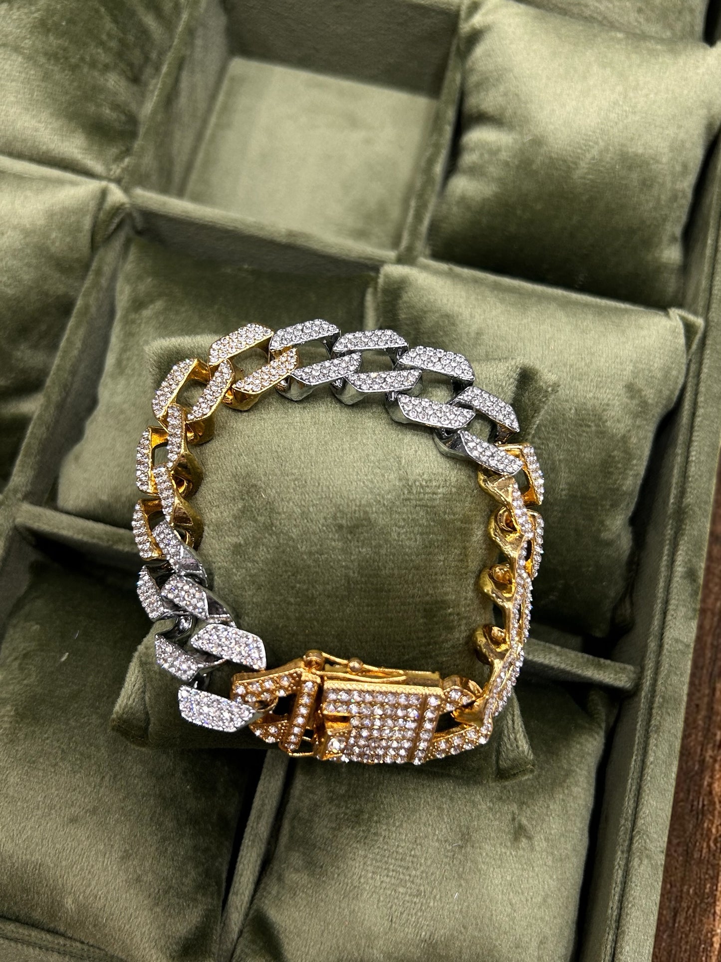 Luxury Iced Cuban Link Bracelet | Premium Bling Statement Wristwear(pack of 2)