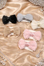 Luxury Faux Fur Bow Hair Clips – Soft Plush Satin Ribbon Hair Accessories for Women & Girls | Cute Winter Korean Style Hair Bows (pack of 12)