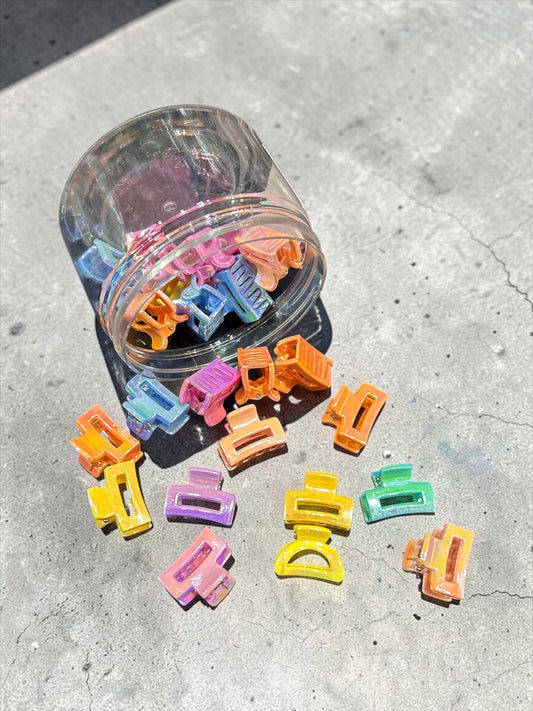 Pastel Mini Claw Clips Jar Set | Korean Style Hair Clutcher Collection( pack of 24)