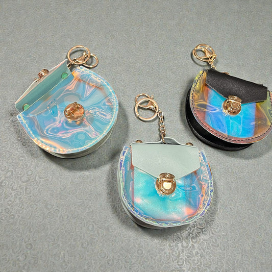 Holographic Coin Purse Keychain | Cute Mini Wallet for Girls & Women ( pack of 12)
