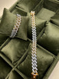 Premium Two-Tone Iced Cuban Link Chain & Bracelet Set(pack of 2)