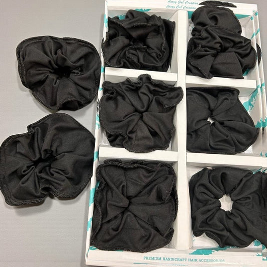 Classic Black Fabric Hair Scruncher Set – Soft Stretchable Everyday Ponytail Holders ( pack of 12)