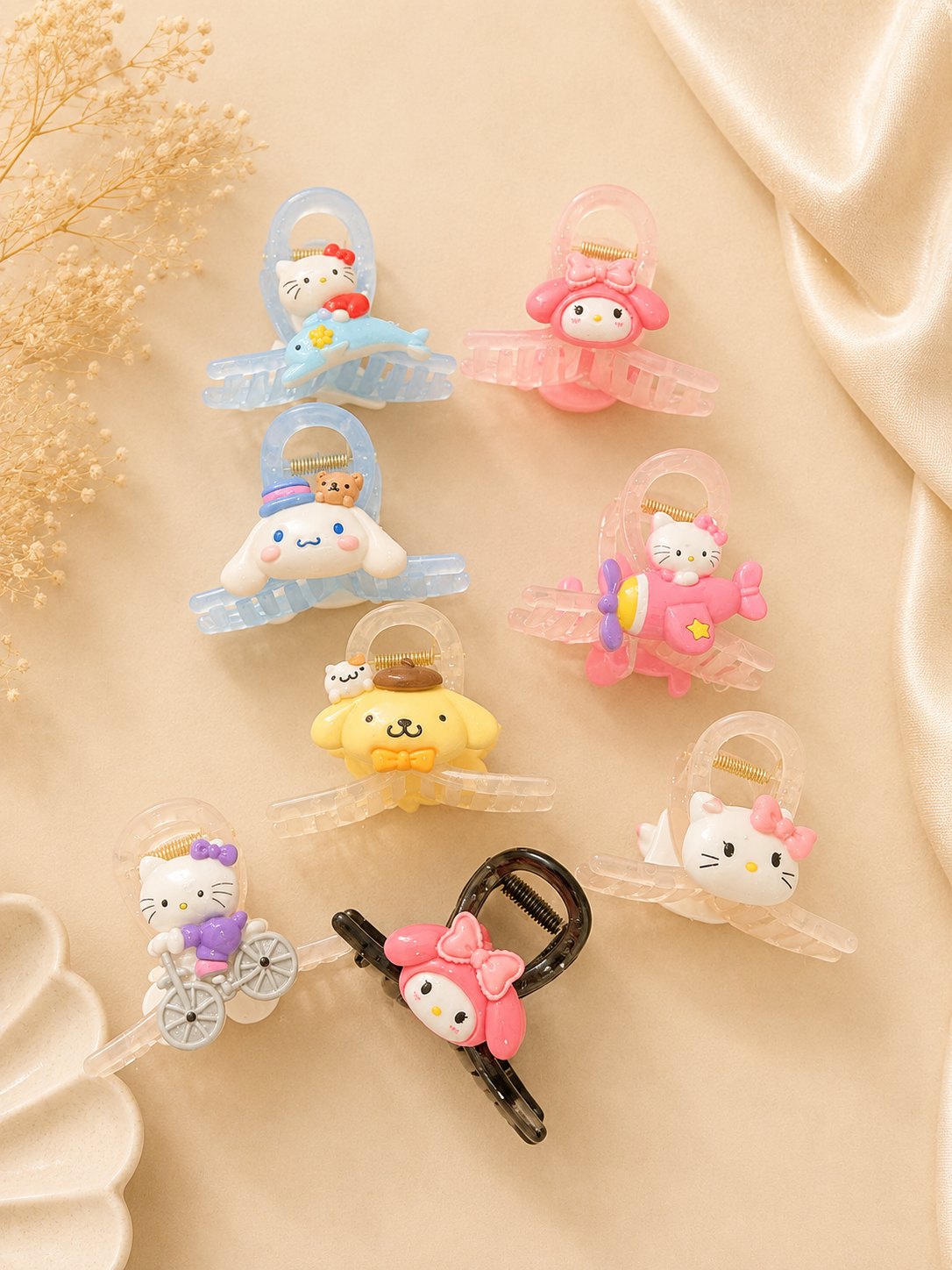Kawaii Cartoon Mini Hair Claw Clips for Girls | Cute Korean Acrylic Hair Clutcher | (pack of 12mix character )
