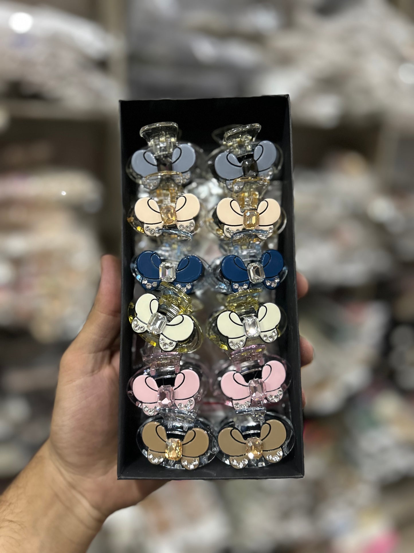 Cute Floral Crystal Hair Claw Clip Set (pack of 12)