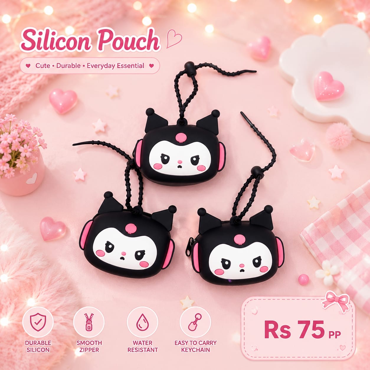Silicon bag charms ( pack of 12)