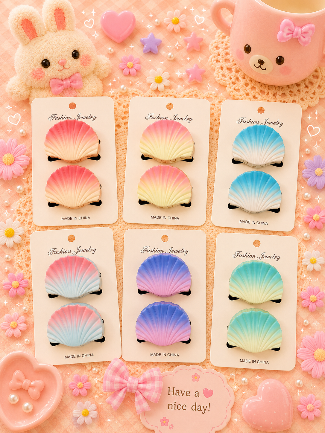 Korean 2 piece combo hair claw clip ( pack of 12 sets)