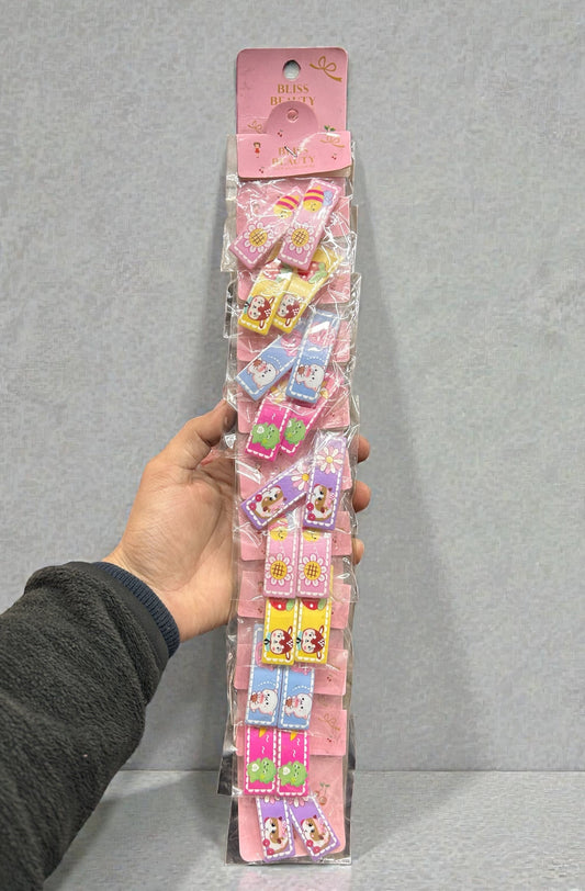 Cute Cartoon Hair Clips for Kids | Colorful Character Snap Clips( pack of 10) tic tack